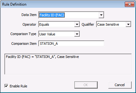 Rule Definition Dialog Box
